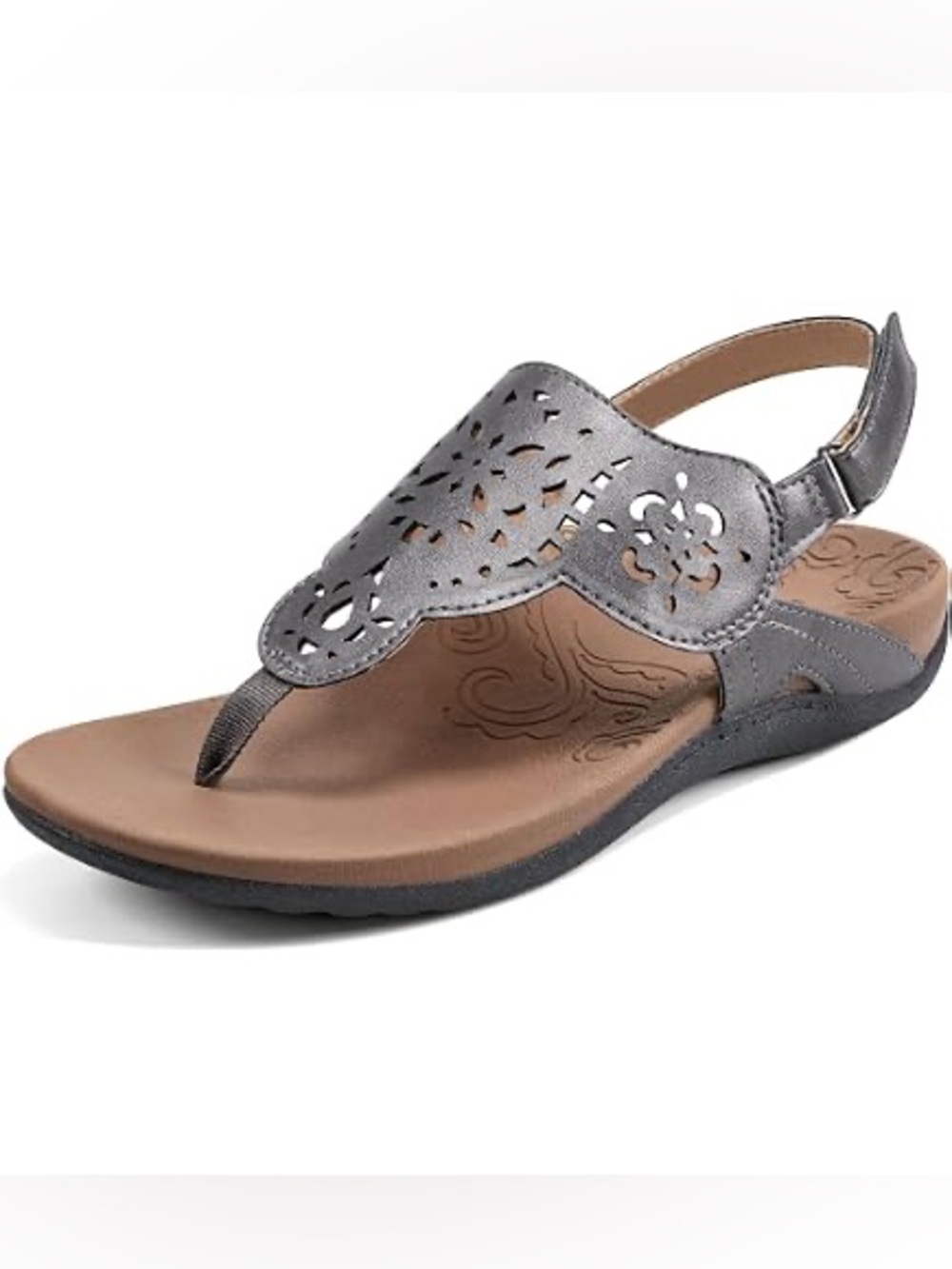 Rockport Black Cutout Velcro Slingback Thong Sandals (9.5)